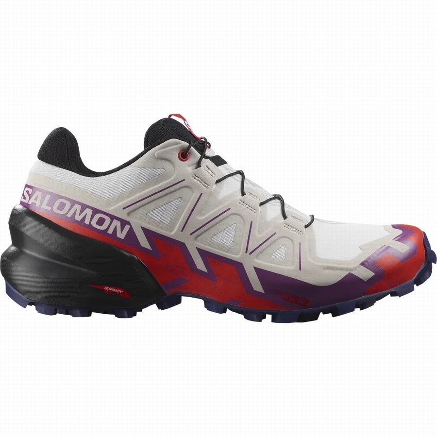 Salomon Speedcross 6 Trail Löparskor Dam Vita/Röda [FFR2586YJ]